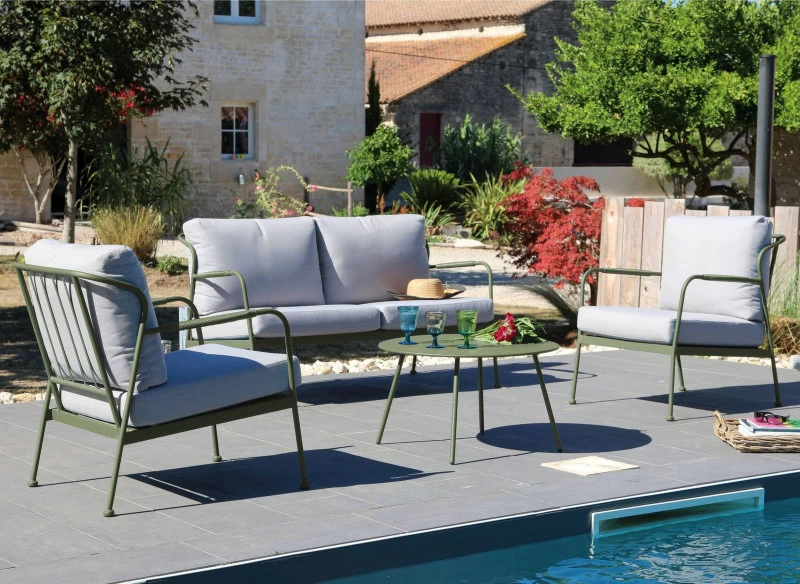 SET NOA II (2FT + 1CANAPE + 1TABLE BASSE) VERT