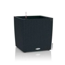 LECHUZA Pot Cube Cottage : 40cm Noir Graphite